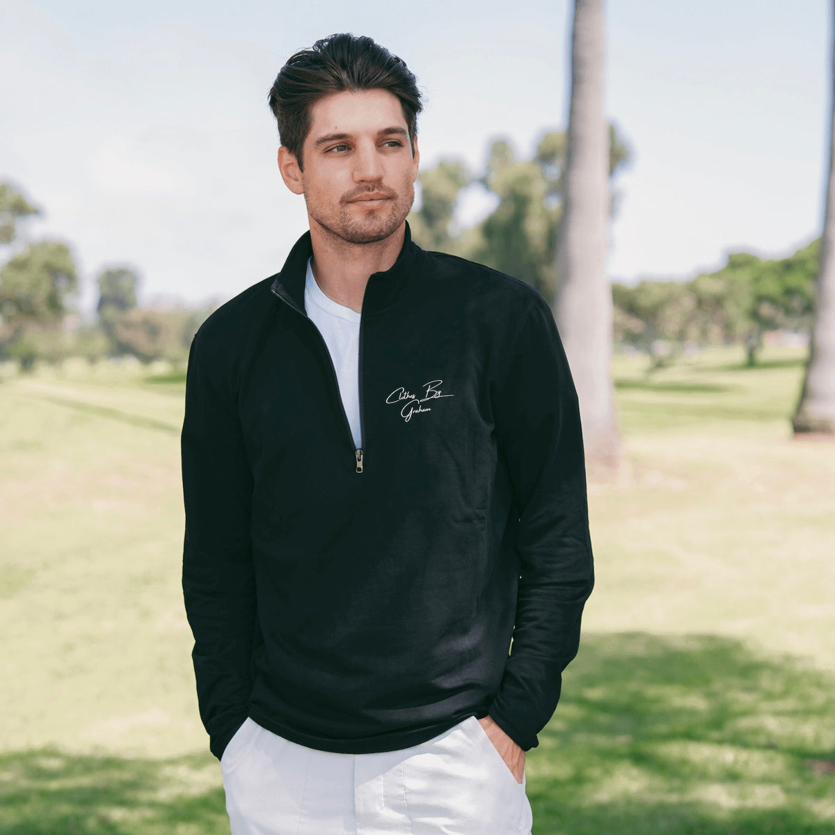 Men's Black Quarter-Zip Pullover