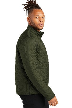 Mens Olive Quilted Full-Zip Jacket