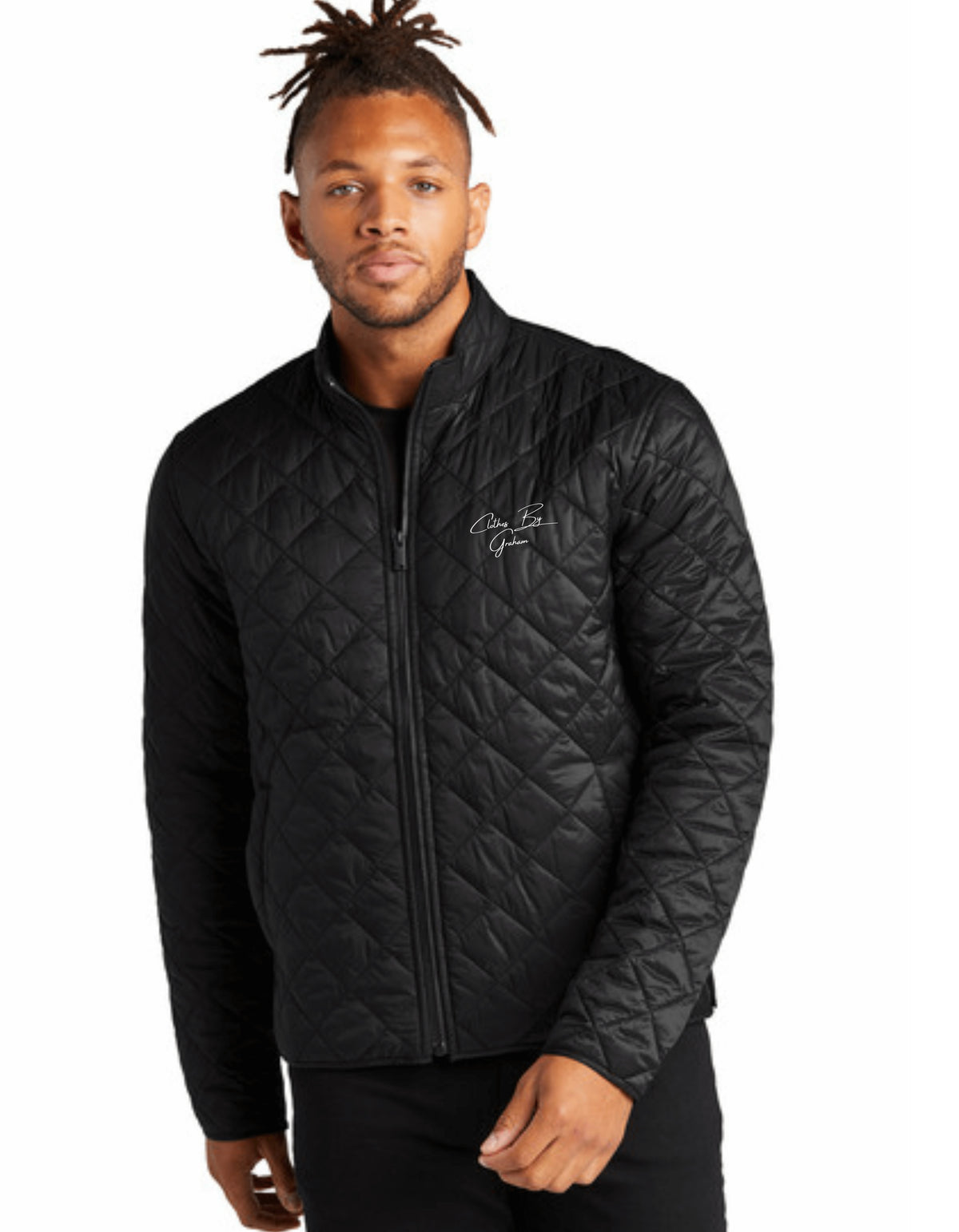 Mens Quilted Black Full-Zip Jacket