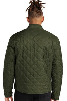 Mens Olive Quilted Full-Zip Jacket