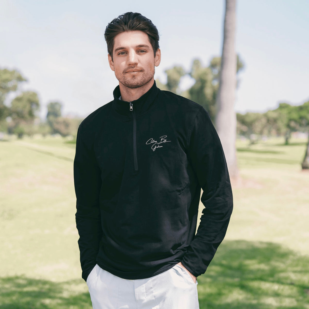 Men's Black Quarter-Zip Pullover