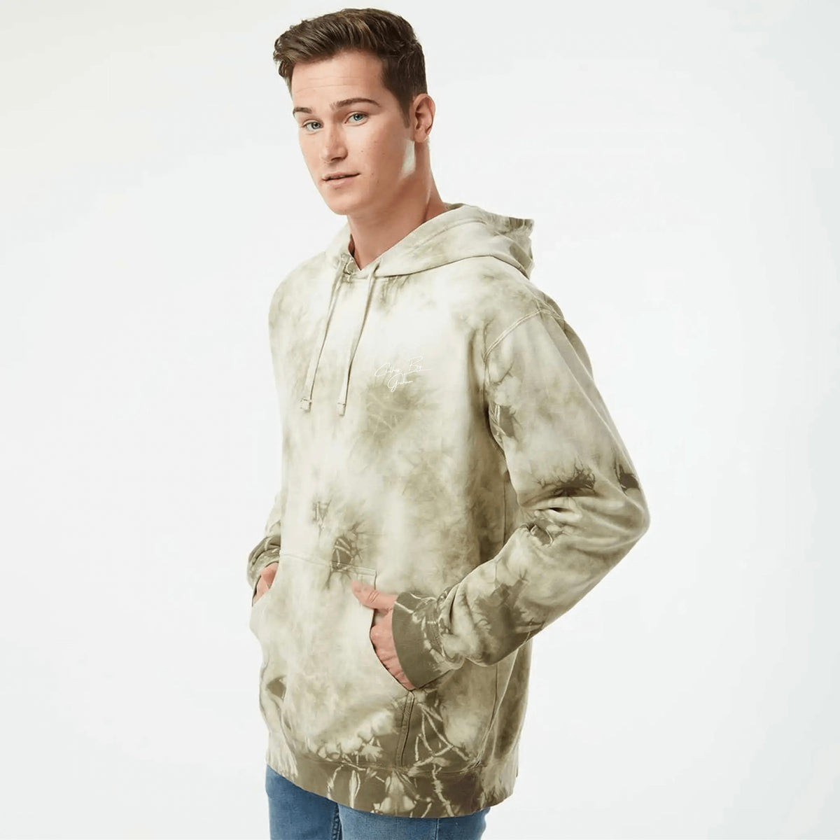 Mens Olive Tie Dye Hoodie