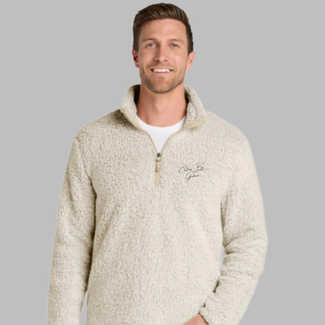 Mens Oatmeal Fuzzy Quarter Zip