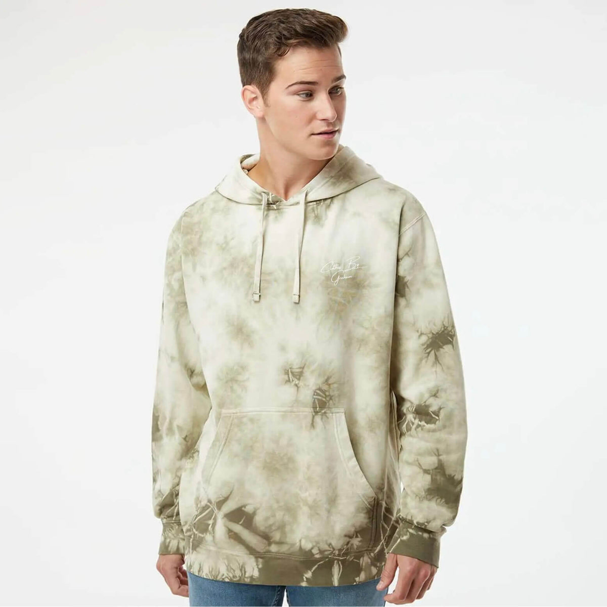 Mens Olive Tie Dye Hoodie