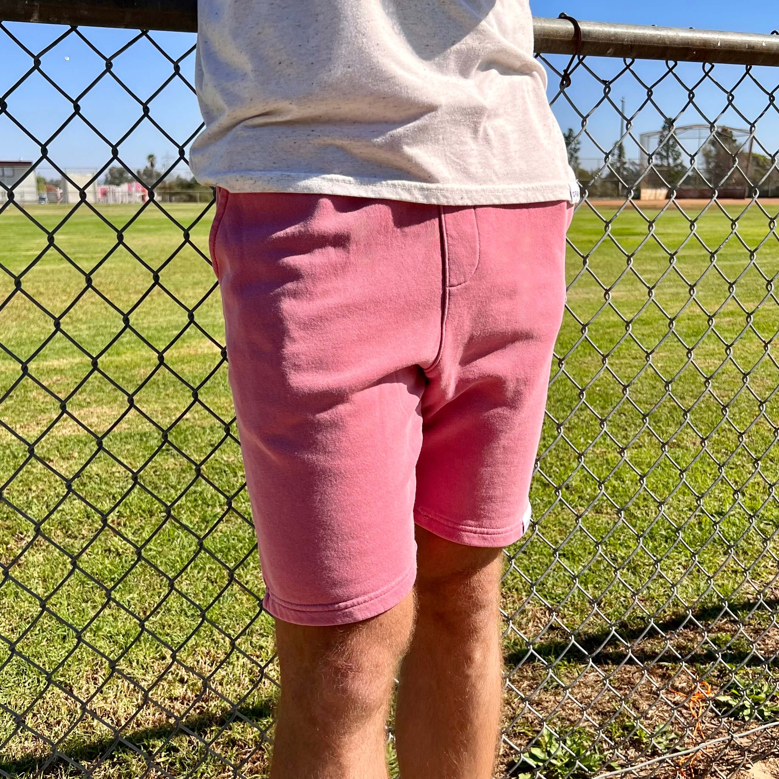 Mens pink cheap jogger shorts